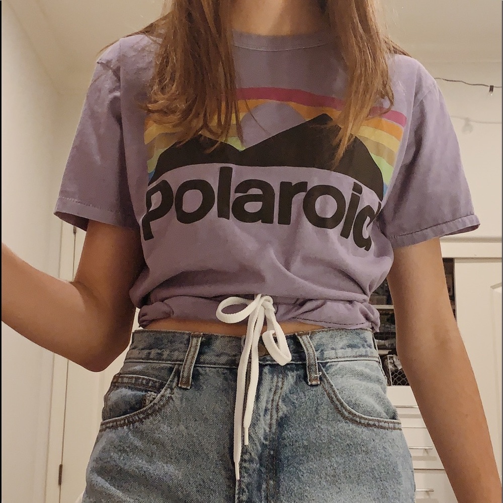 POLAROID LAVENDER TIE SHIRT W/ PURPLE SCRUNCHIE